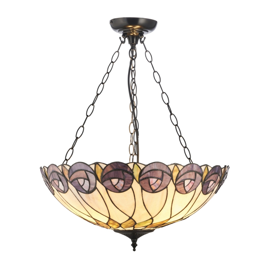 Endon 111872 - Luster na lancu Tiffany HUTCHINSON 3xE27/60W/230V Ø 50 cm
