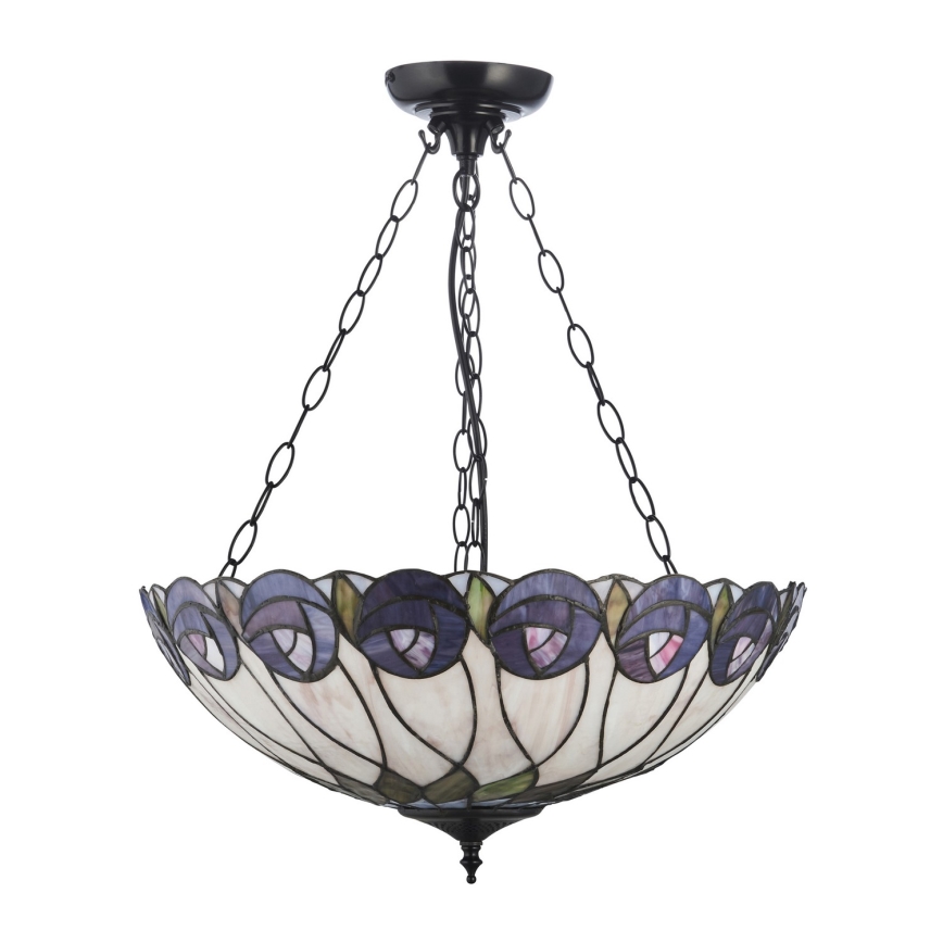 Endon 111872 - Luster na lancu Tiffany HUTCHINSON 3xE27/60W/230V Ø 50 cm