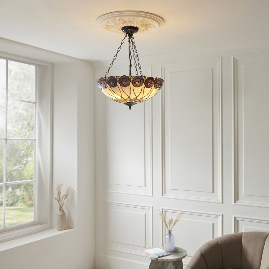 Endon 111872 - Luster na lancu Tiffany HUTCHINSON 3xE27/60W/230V Ø 50 cm