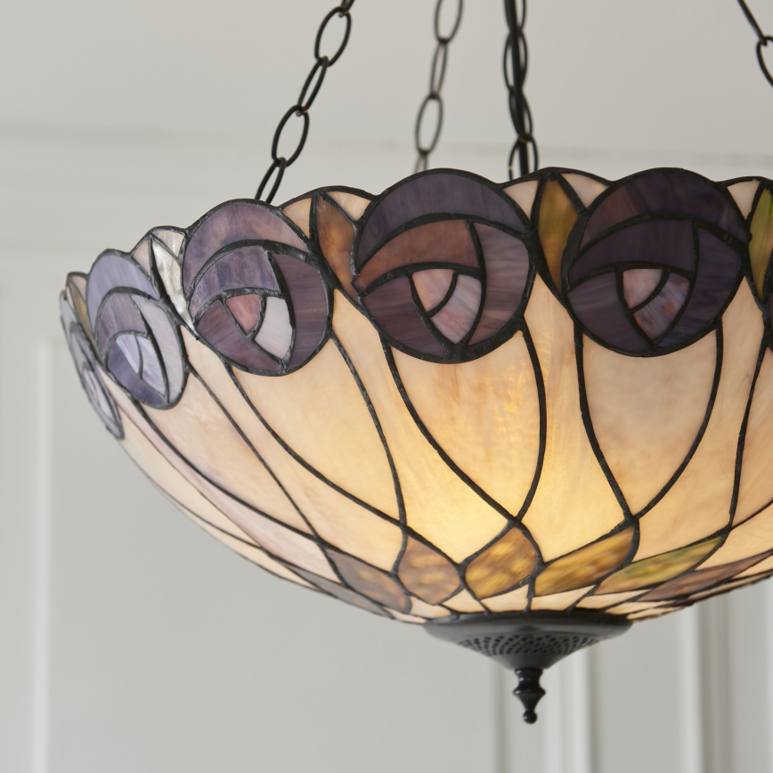 Endon 111872 - Luster na lancu Tiffany HUTCHINSON 3xE27/60W/230V Ø 50 cm