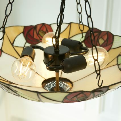 Endon 111879 - Luster na lancu Tiffany INGRAM 3xE27/10W/230V Ø 45 cm