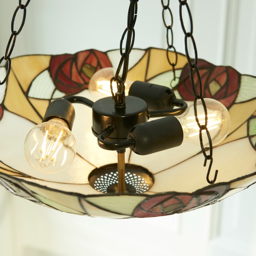 Endon 111879 - Luster na lancu Tiffany INGRAM 3xE27/10W/230V Ø 45 cm