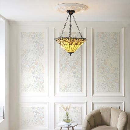 Endon 111881 - Luster na lancu Tiffany JAMELIA 3xE27/10W/230V promjer 50 cm