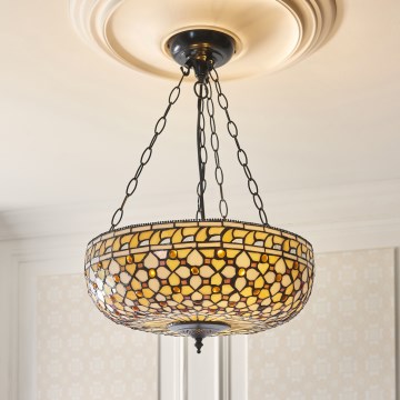 Endon 111882 - Luster na lancu Tiffany MILLE FEUX 3xE27/10W/230V, promjer 45 cm
