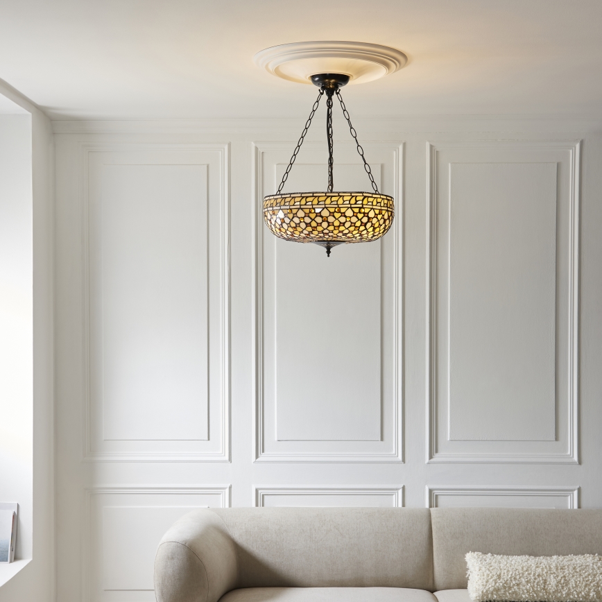 Endon 111882 - Luster na lancu Tiffany MILLE FEUX 3xE27/10W/230V, promjer 45 cm