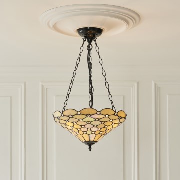 Endon 111884 - Luster na lancu Tiffany PEARL 3xE27/10W/230V Ø 37 cm