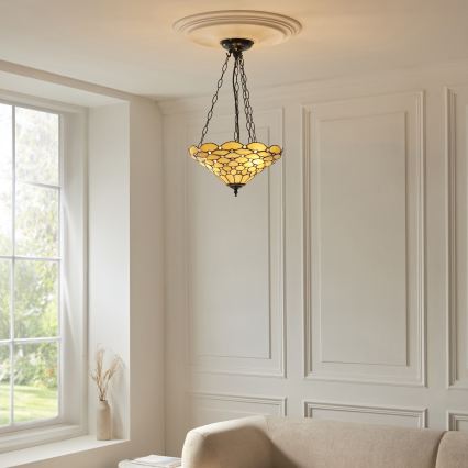 Endon 111884 - Luster na lancu Tiffany PEARL 3xE27/10W/230V Ø 37 cm