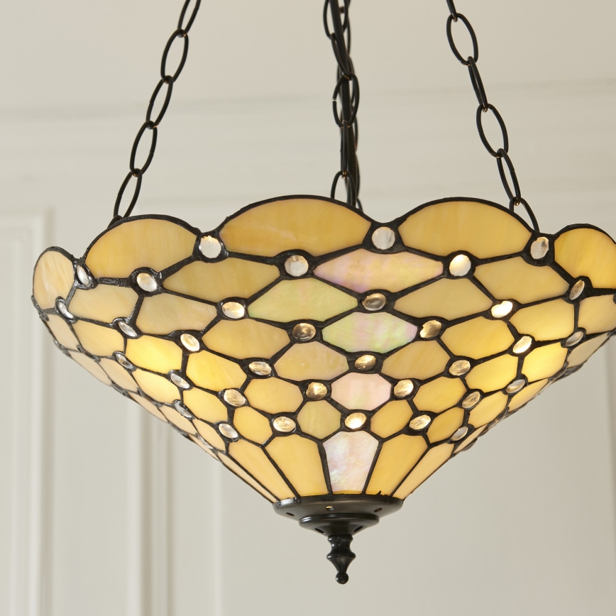 Endon 111884 - Luster na lancu Tiffany PEARL 3xE27/10W/230V Ø 37 cm