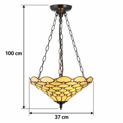 Endon 111884 - Luster na lancu Tiffany PEARL 3xE27/10W/230V Ø 37 cm