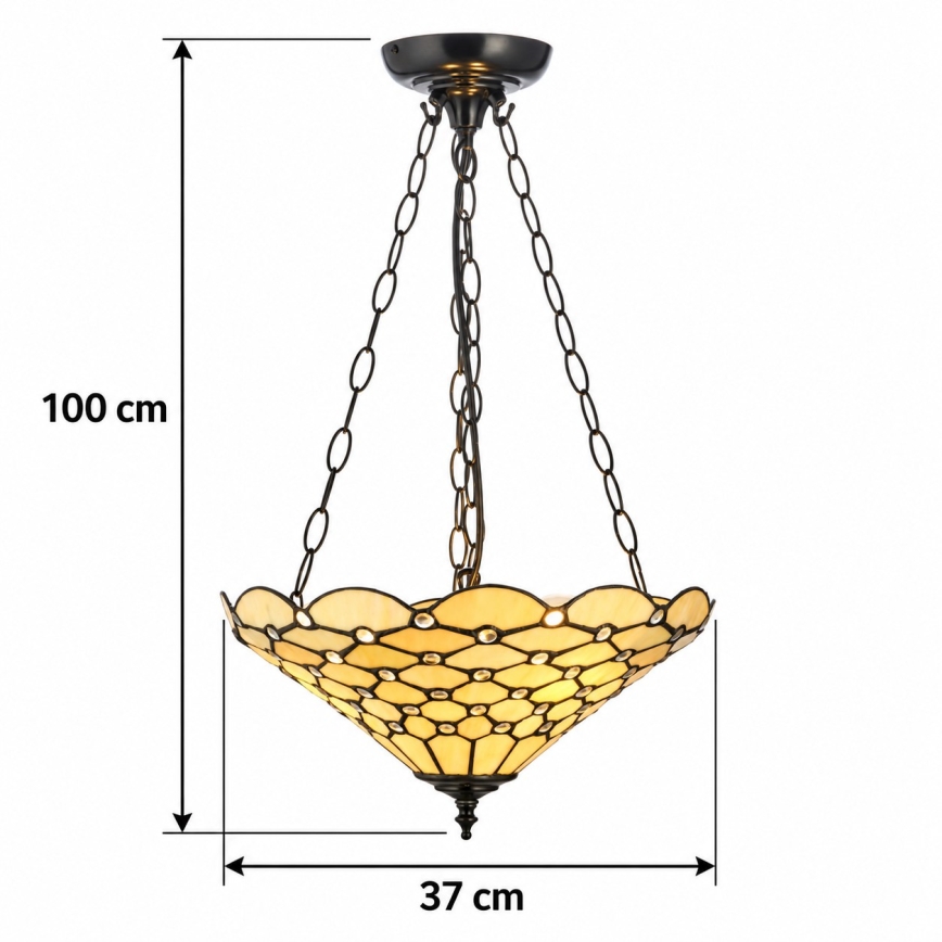 Endon 111884 - Luster na lancu Tiffany PEARL 3xE27/10W/230V Ø 37 cm