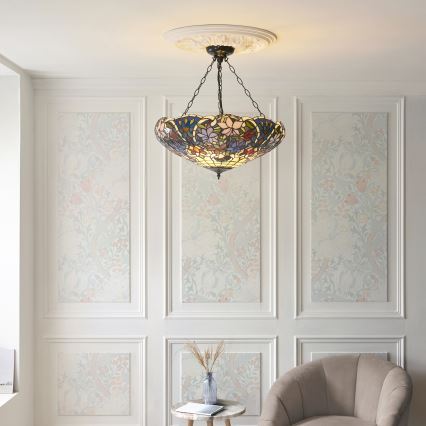 Endon 111887 - Luster na lancu Tiffany SULLIVAN 3xE27/10W/230V pr. 57 cm