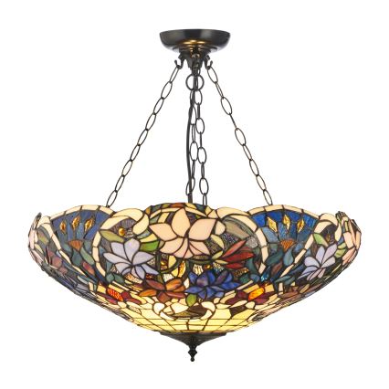 Endon 111887 - Luster na lancu Tiffany SULLIVAN 3xE27/10W/230V pr. 57 cm