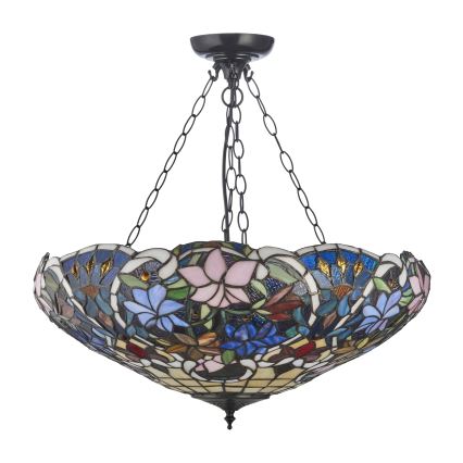 Endon 111887 - Luster na lancu Tiffany SULLIVAN 3xE27/10W/230V pr. 57 cm