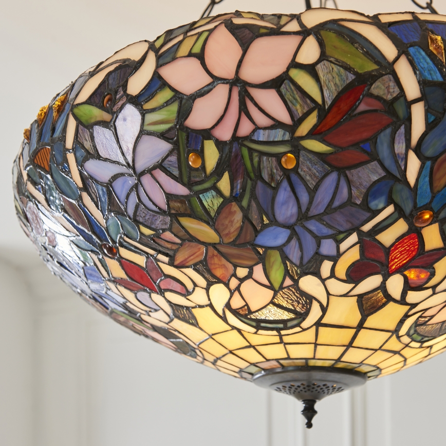 Endon 111887 - Luster na lancu Tiffany SULLIVAN 3xE27/10W/230V pr. 57 cm