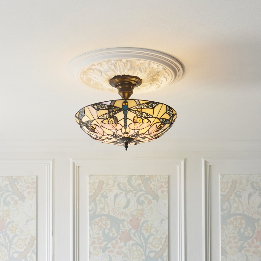 Endon 111892 - Plafonski luster Tiffany ASHTON 3xE27/10W/230V, promjer 45 cm
