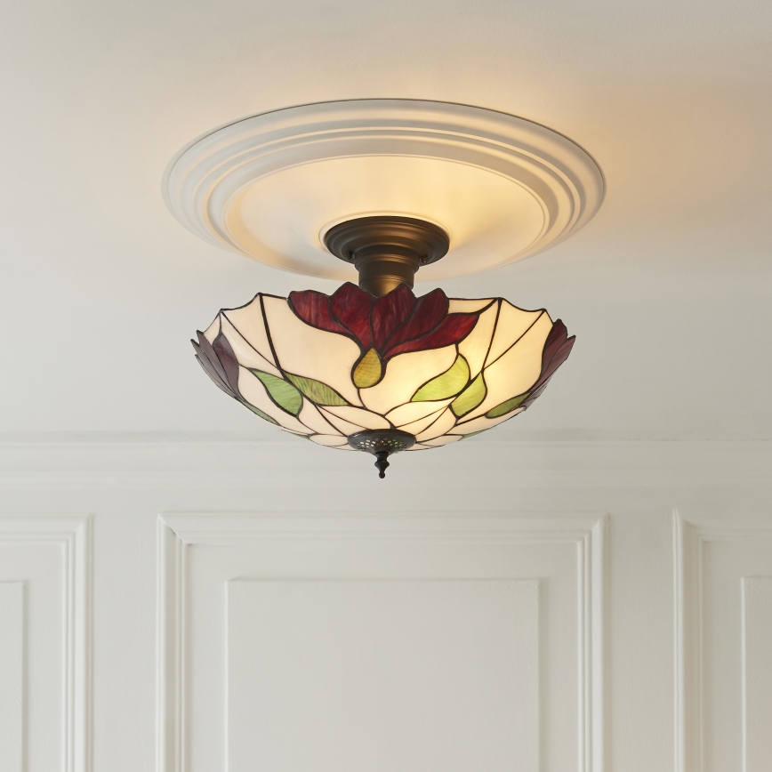 Endon 111896 - Stropni luster Tiffany BOTANICA 3xE27/10W/230V, promjer 45 cm