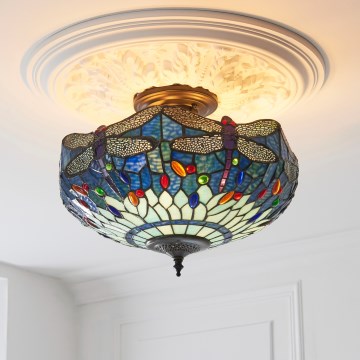 Endon 111897 - Plafonski luster Tiffany DRAGONFLY 3xE27/10W/230V promjer 41 cm