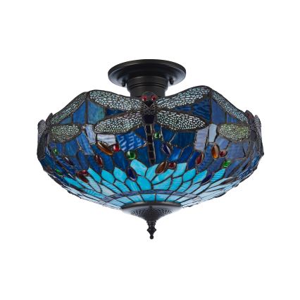 Endon 111897 - Plafonski luster Tiffany DRAGONFLY 3xE27/10W/230V promjer 41 cm