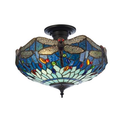 Endon 111897 - Plafonski luster Tiffany DRAGONFLY 3xE27/10W/230V promjer 41 cm