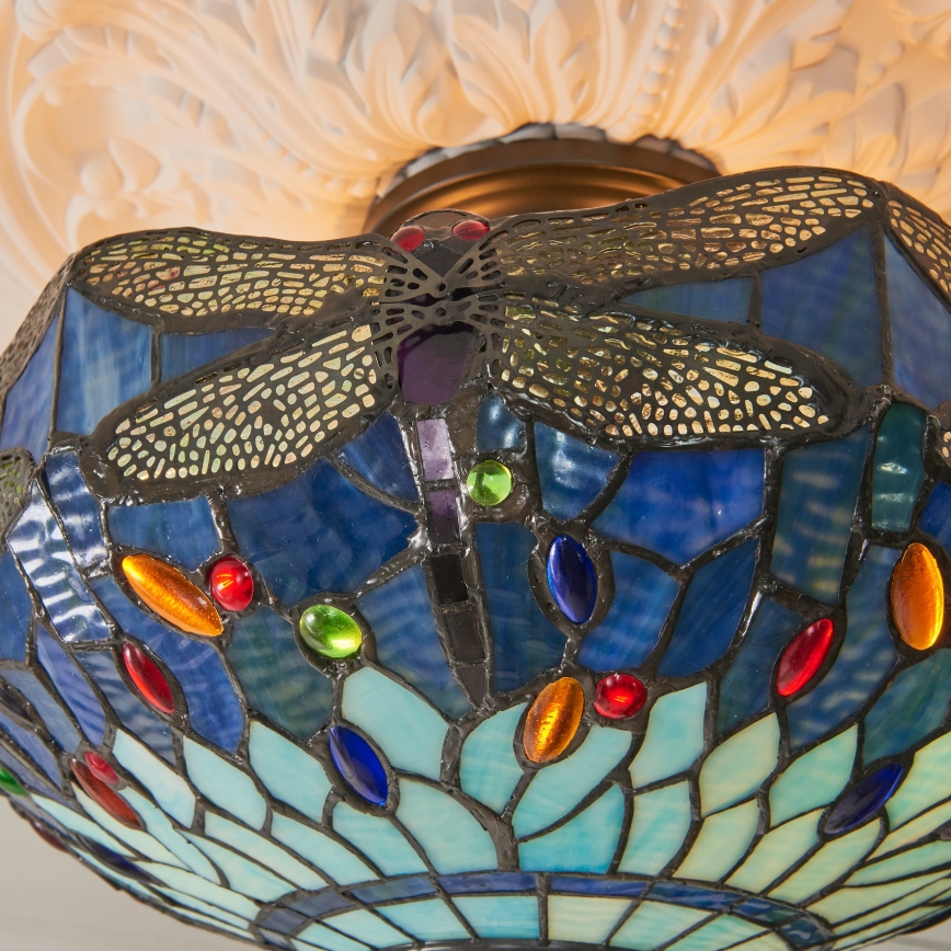 Endon 111897 - Plafonski luster Tiffany DRAGONFLY 3xE27/10W/230V promjer 41 cm