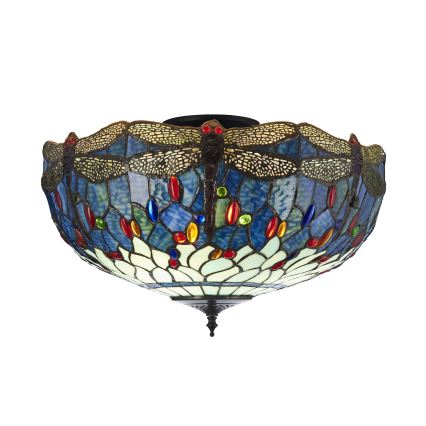Endon 111899 - Stropna svjetiljka Tiffany DRAGONFLY 3xE27/10W/230V Ø 50 cm