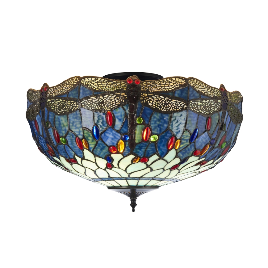 Endon 111899 - Stropna svjetiljka Tiffany DRAGONFLY 3xE27/10W/230V Ø 50 cm