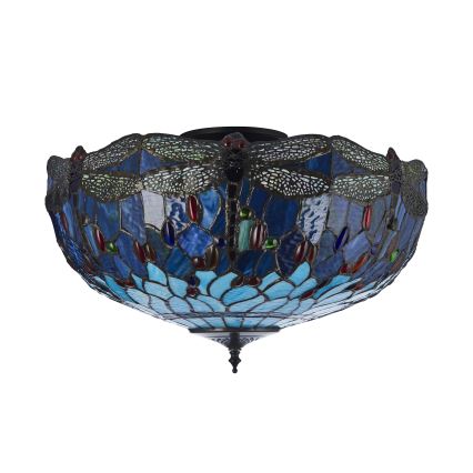 Endon 111899 - Stropna svjetiljka Tiffany DRAGONFLY 3xE27/10W/230V Ø 50 cm