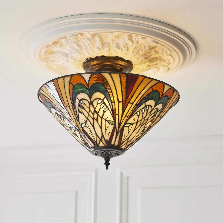 Endon 111905 - Plafonski luster Tiffany HECTOR 3xE27/10W/230V Ø 40 cm