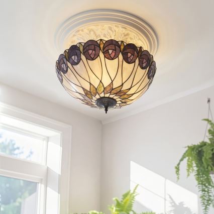Endon 111906 - Plafonski luster Tiffany HUTCHINSON, 3x E27, 10 W, 230 V, Ø 50 cm