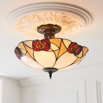 Endon 111907 - Nadgradni luster Tiffany INGRAM 3xE27/10W/230V, promjer 45 cm