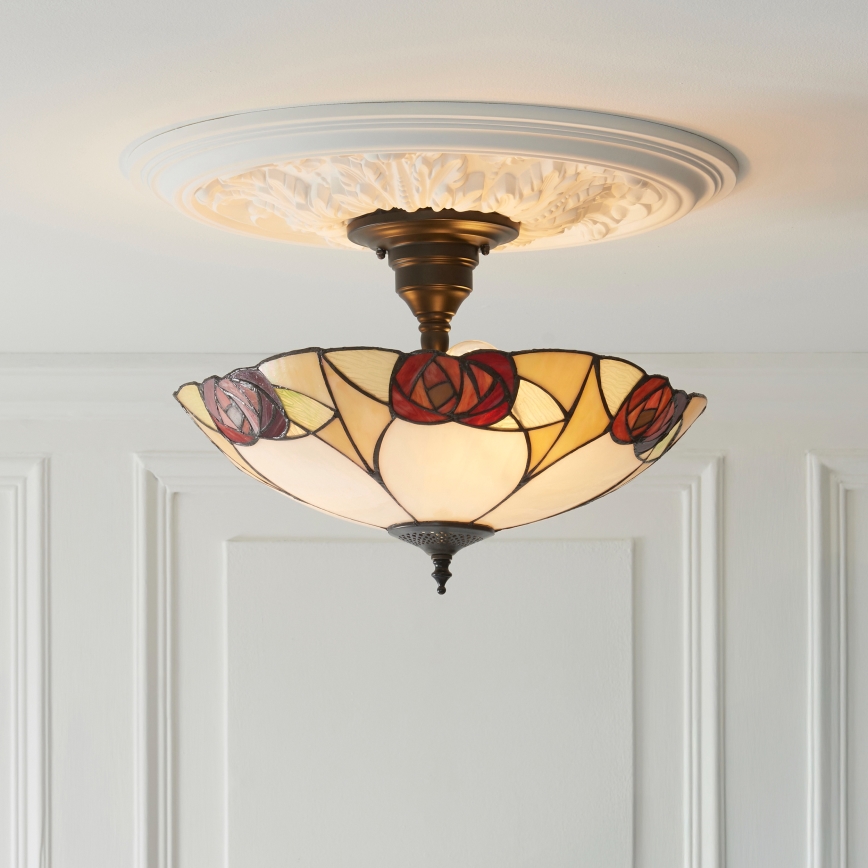 Endon 111907 - Nadgradni luster Tiffany INGRAM 3xE27/10W/230V, promjer 45 cm