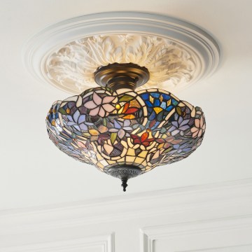 Endon 111915 - Prislonjeni stropni luster Tiffany SULLIVAN 3xE27/10W/230V, promjer 40 cm
