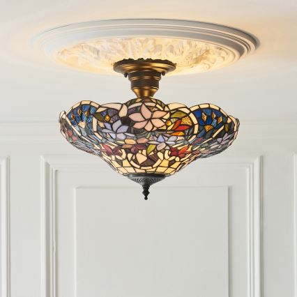 Endon 111915 - Prislonjeni stropni luster Tiffany SULLIVAN 3xE27/10W/230V, promjer 40 cm
