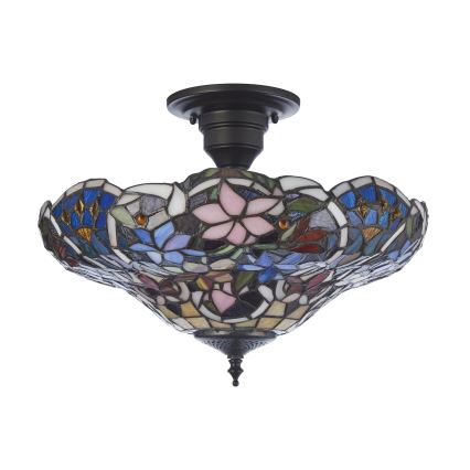 Endon 111915 - Prislonjeni stropni luster Tiffany SULLIVAN 3xE27/10W/230V, promjer 40 cm