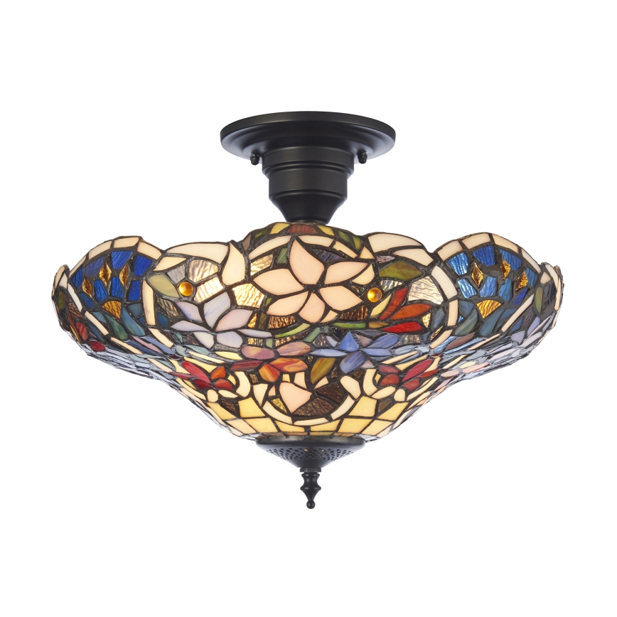 Endon 111915 - Prislonjeni stropni luster Tiffany SULLIVAN 3xE27/10W/230V, promjer 40 cm