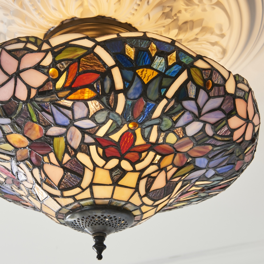 Endon 111915 - Prislonjeni stropni luster Tiffany SULLIVAN 3xE27/10W/230V, promjer 40 cm