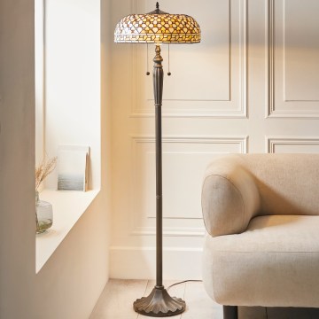 Endon 111921 - Podna svjetiljka Tiffany MILLE FEUX 2xE27/10W/230V, promjer 45 cm