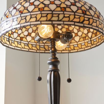 Endon 111921 - Podna svjetiljka Tiffany MILLE FEUX 2xE27/10W/230V, promjer 45 cm