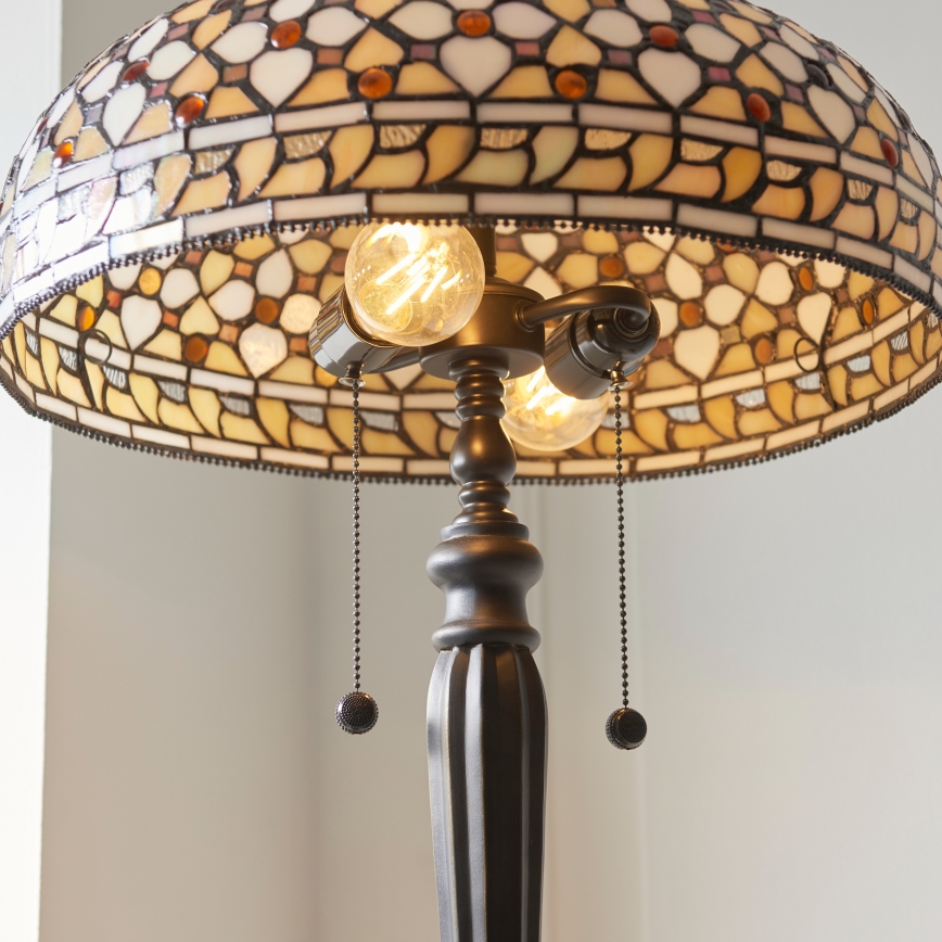 Endon 111921 - Podna svjetiljka Tiffany MILLE FEUX 2xE27/10W/230V, promjer 45 cm