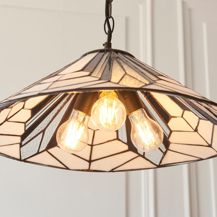 Endon 111922 - Luster na lancu Tiffany ASTORIA 3xE27/10W/230V Ø 48 cm