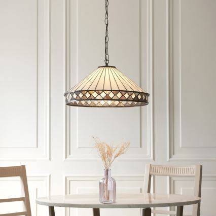 Endon 111961 - Luster na lancu Tiffany FARGO 3xE27/10W/230V Ø 50 cm