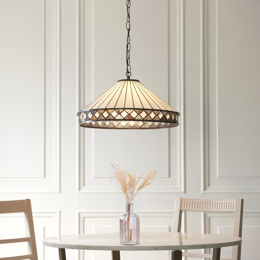 Endon 111961 - Luster na lancu Tiffany FARGO 3xE27/10W/230V Ø 50 cm