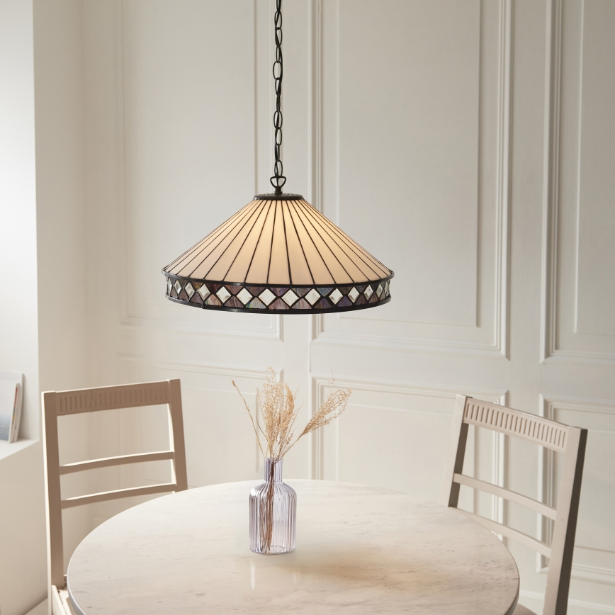 Endon 111961 - Luster na lancu Tiffany FARGO 3xE27/10W/230V Ø 50 cm