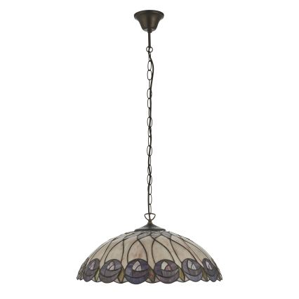 Endon 111985 - Luster na lancu Tiffany HUTCHINSON 3xE27/10W/230V Ø 50 cm