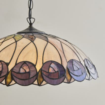 Endon 111985 - Luster na lancu Tiffany HUTCHINSON 3xE27/10W/230V Ø 50 cm