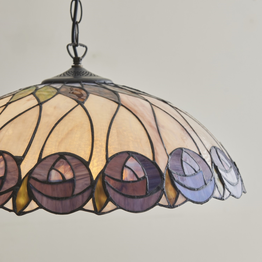 Endon 111985 - Luster na lancu Tiffany HUTCHINSON 3xE27/10W/230V Ø 50 cm