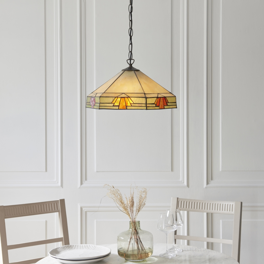 Endon 111989 - Luster na lancu Tiffany NEVADA 3xE27/10W/230V Ø 40 cm