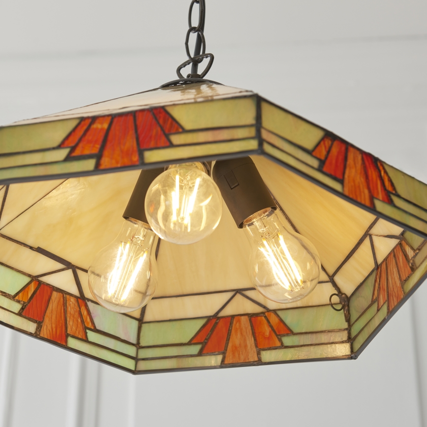 Endon 111989 - Luster na lancu Tiffany NEVADA 3xE27/10W/230V Ø 40 cm