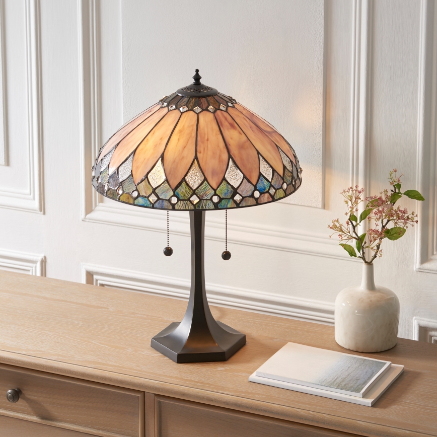 Endon 112183 - Stolna lampa Tiffany BROOKLYN 2xE14/10W/230V pr. 40 cm