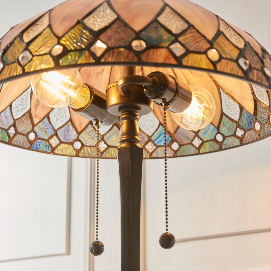 Endon 112183 - Stolna lampa Tiffany BROOKLYN 2xE14/10W/230V pr. 40 cm